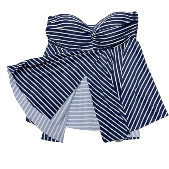GAP Women's Swimsuit Tankini Top Nylon Blue White Striped Pattern Size S - Picture 6 of 9